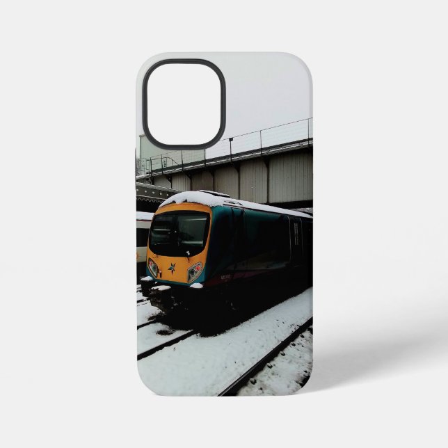 Yellow and Turquoise train iPhone Case (Back)