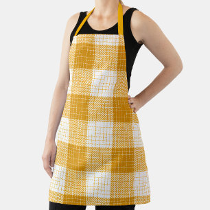Yellow and White Bold Checkered Plaid Design Apron