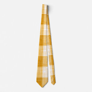 Yellow and White Bold Checkered Plaid Design  Tie
