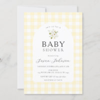 Yellow and White Buffalo Check Plaid Baby Shower
