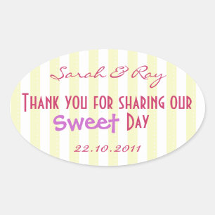 Yellow and white Candy stripe love sticker