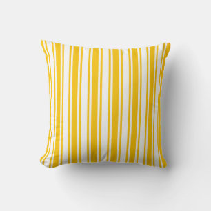 Yellow and white candy stripes cushion