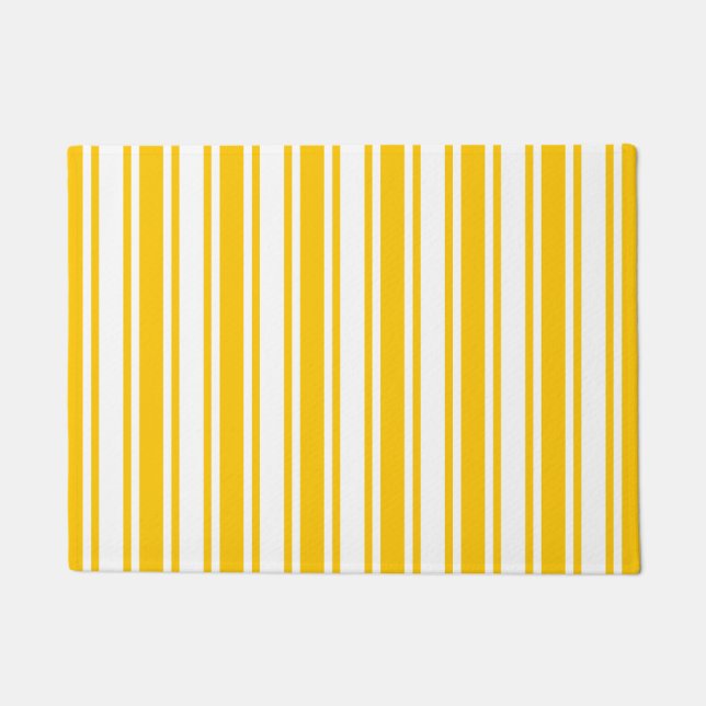 Yellow and white candy stripes doormat (Front)