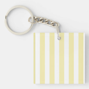 Yellow and white candy stripes key ring