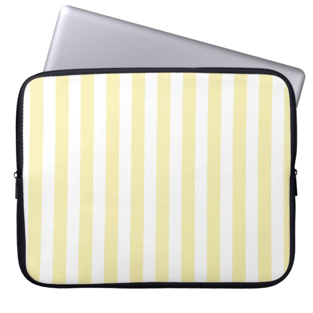 Yellow and white candy stripes laptop sleeve (Front)