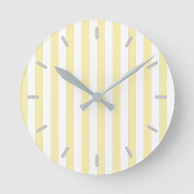 Yellow and white candy stripes round clock (Front)