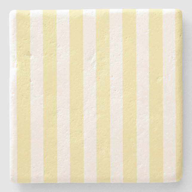 Yellow and white candy stripes stone coaster (Front)