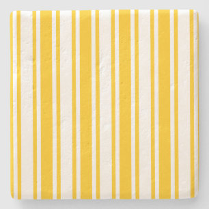 Yellow and white candy stripes stone coaster