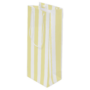Yellow and white candy stripes wine gift bag