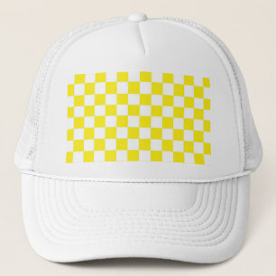 Yellow and White Checkered Trucker Hat