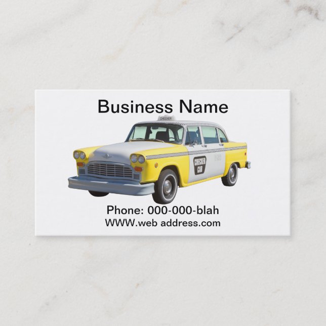 Yellow and White Chequered Taxi Cab Business Card (Front)