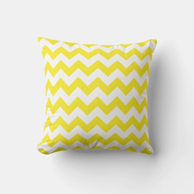 Yellow and White Chevron Cushion (Front)