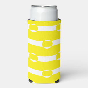 Yellow and white circle shaped seltzer can cooler