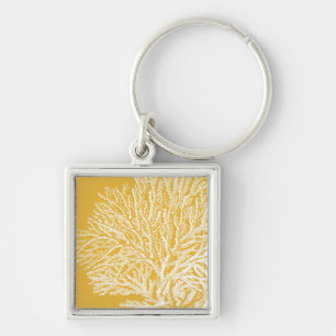 Yellow and White Coral Key Ring
