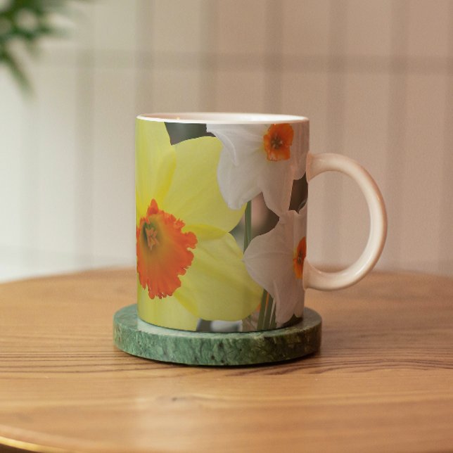 Yellow and White Daffodils Floral Mug (In Situ Coaster)