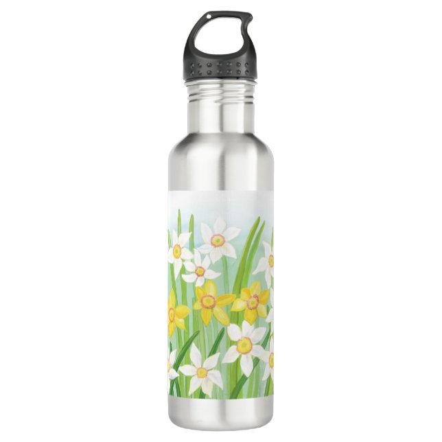 Yellow and White Daffodils in Spring  710 Ml Water Bottle (Front)