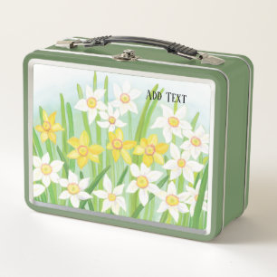 Yellow and White Daffodils in Spring Custom Metal Lunch Box