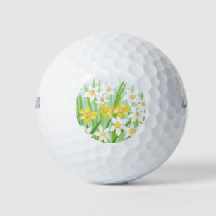 Yellow and White Daffodils in Spring Golf Balls