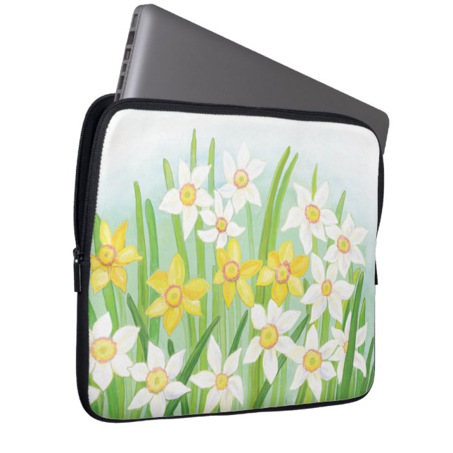 Yellow and White Daffodils in Spring  Laptop Sleeve (Front Right)