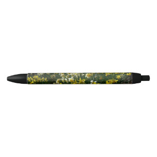 Yellow and White Daffodils Spring Flowers Black Ink Pen