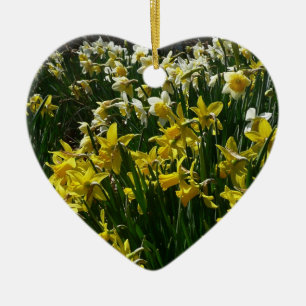 Yellow and White Daffodils Spring Flowers Ceramic Tree Decoration