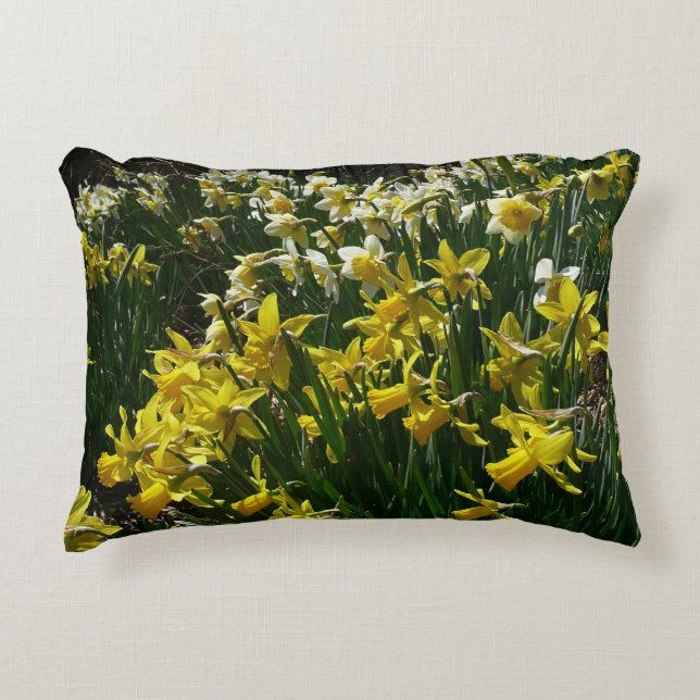 Yellow and White Daffodils Spring Flowers Decorative Cushion (Front)
