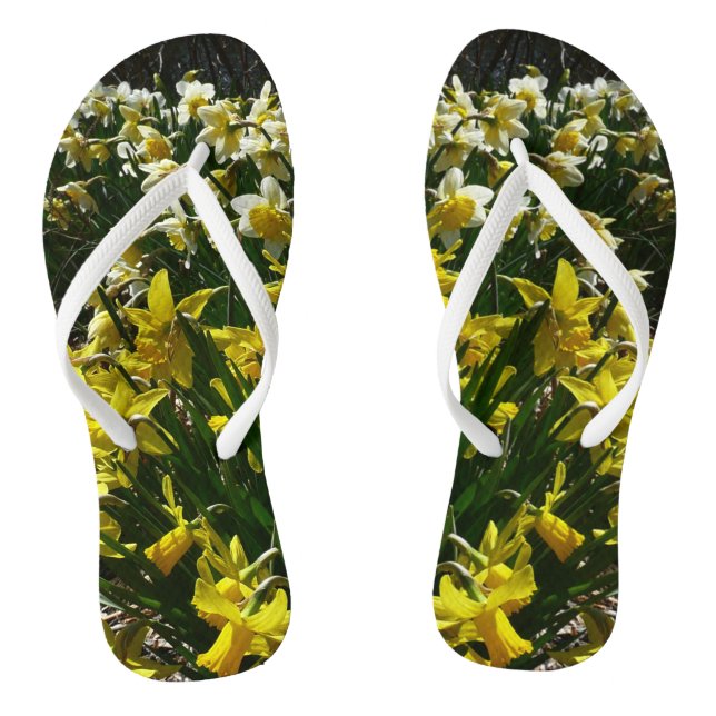 Yellow and White Daffodils Spring Flowers Jandals (Footbed)