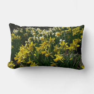 Yellow and White Daffodils Spring Flowers Lumbar Cushion