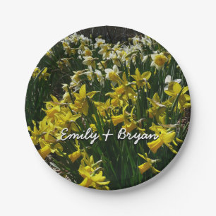 Yellow and White Daffodils Spring Flowers Paper Plate