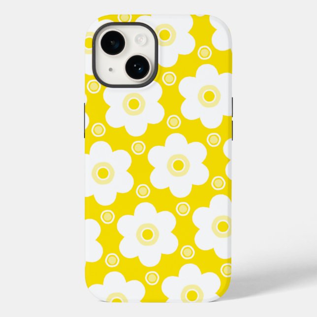 Yellow and White Daisies and Polka Dots Case-Mate iPhone Case (Back)