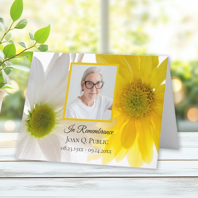 Yellow and White Daisies Funeral Memorial Sympathy Thank You Card (Creator Uploaded)