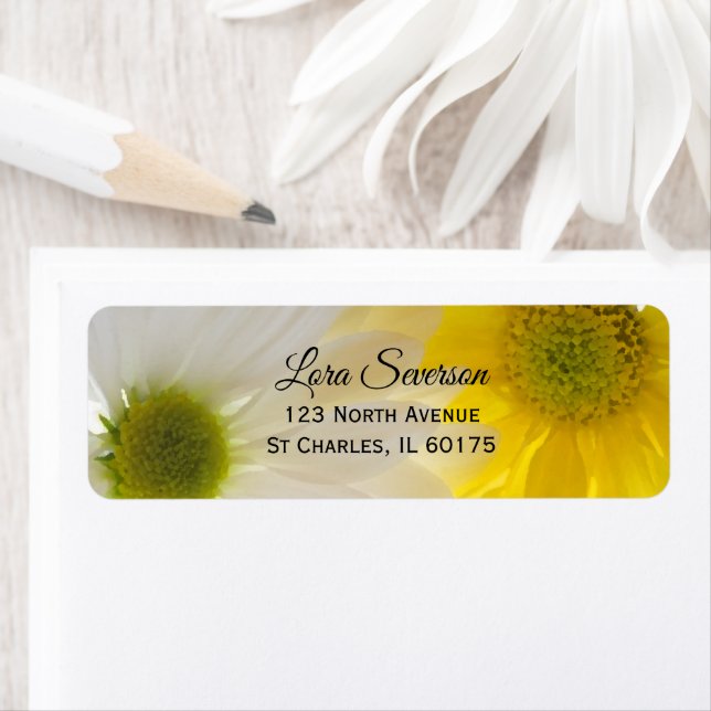 Yellow and White Daisies Return Address (Insitu)