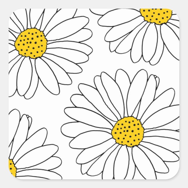 Yellow and White Daisies Square Sticker (Front)