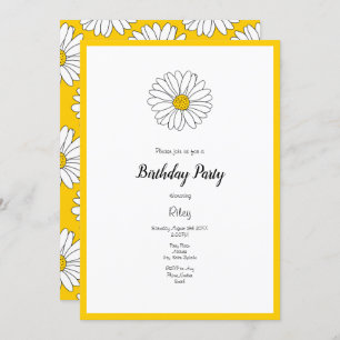 Yellow and White Daisy and Pattern 2 Invitation