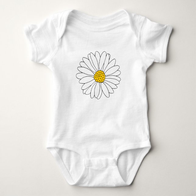 Yellow and White Daisy Baby Bodysuit (Front)