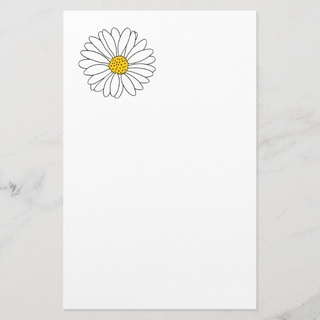 Yellow and White Daisy Stationery (Front)