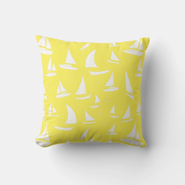 Yellow and White Decorative Yacht Cushion (Front)