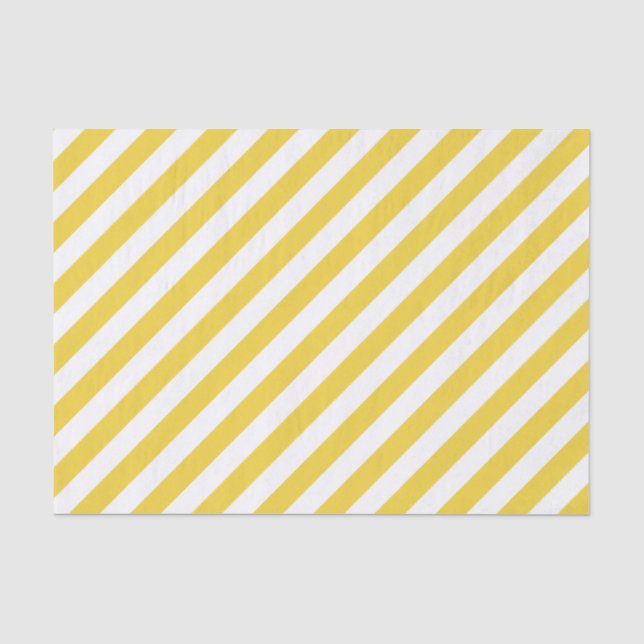 Yellow and White Diagonal Stripes Pattern Tissue Paper (Front)