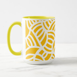 Yellow and white Doodle Mug