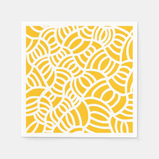Yellow and white Doodle Napkin (Front)