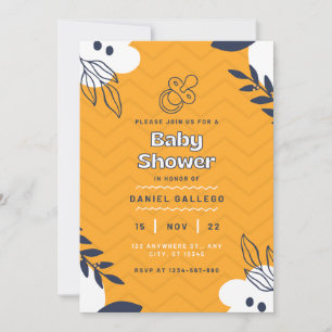 Yellow And White Floral Baby Shower Invitation