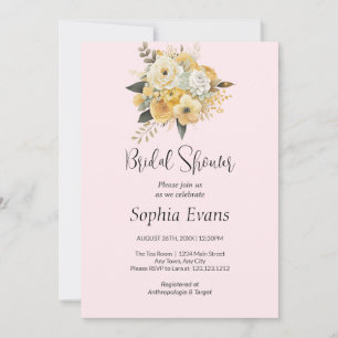 Yellow and White Floral Bouquet Bridal Shower Invitation