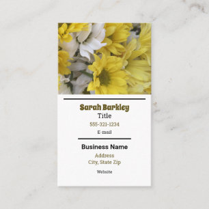 Yellow And White Floral Business Card