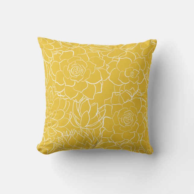 Yellow and White Floral Patio Cushion (Front)