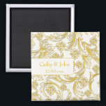 Yellow and White Floral Spring Wedding Magnet<br><div class="desc">Yellow and White Floral Spring Wedding Design</div>