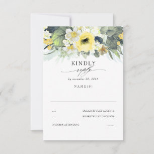 Yellow and White Floral Wedding RSVP