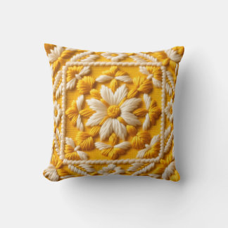 Yellow and White Flower  Cushion