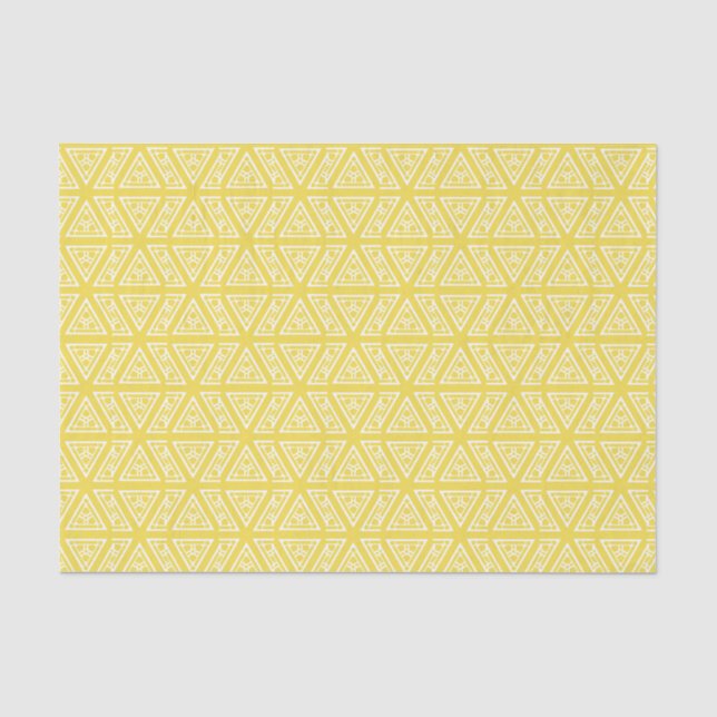 Yellow and White Geometric Aztec Pattern Tissue Paper (Front)