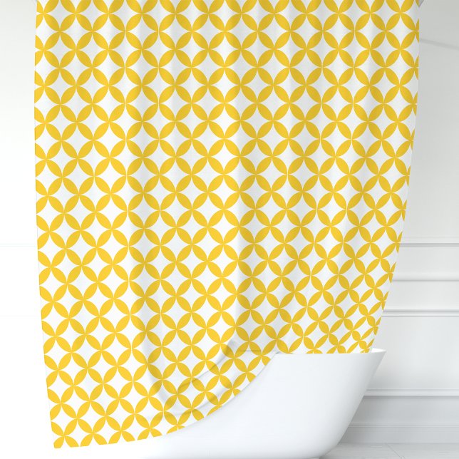 Yellow and White Geometric Shower Curtain (Creator Uploaded)