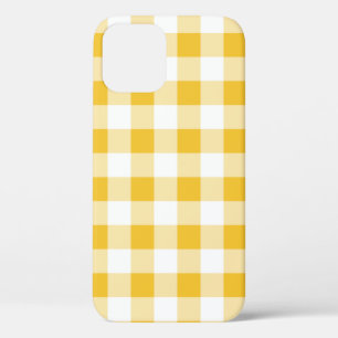 Yellow and White Gingham Buffalo Plaid Design iPhone 12 Pro Case